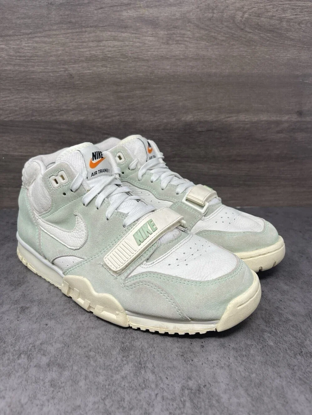 Nike Air Trainer 1 Enamel Green Size 8.5 Mens Sail Suede Retro DX4462-300